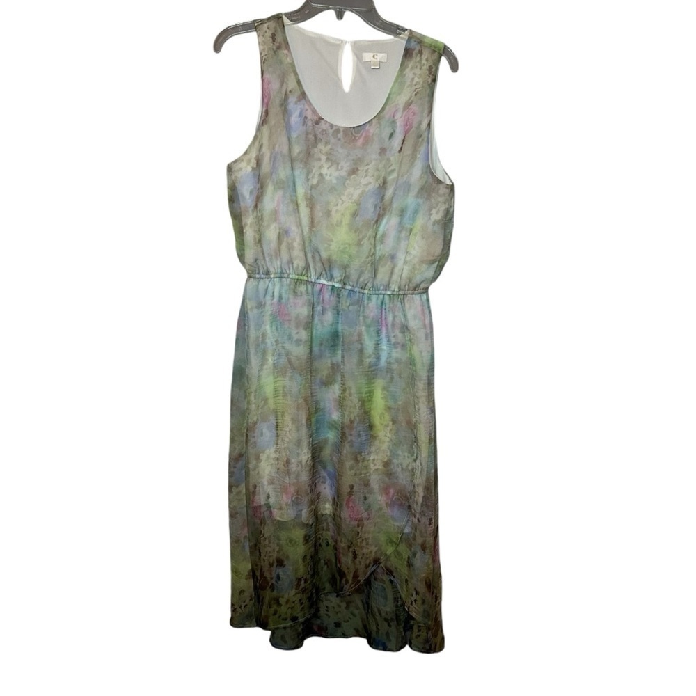 Charming Charlie Watercolor Chiffon Dress Size Large Artsy Boho - Picture 12 of 13